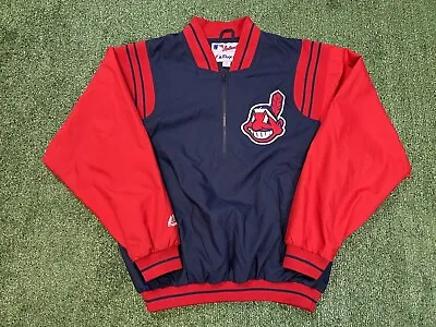 Vintage Majestic MLB Authentic Cleveland Indians Jacket Size Medium Cheif Wahoo  • $75