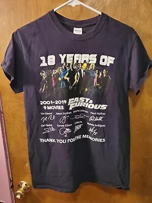 18 Years Fast & Furious 2001-2019 T Shirt Mens Small Vin Diesel Paul Walker  • $49.99