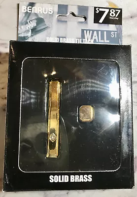 Benrus Solid Brass TIE TACK & TIE BAR  PERFECT Gift Set • $3.99