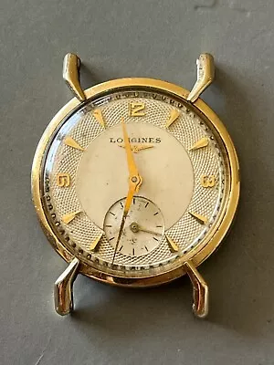 Longines 14k Solid Yellow Gold Mans Vintage Wristwatch Spider Lugs Textured Dial • $99