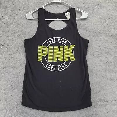 PINK Victoria Secret Shirt Womens Juniors XS Tank Top Black • $13.29