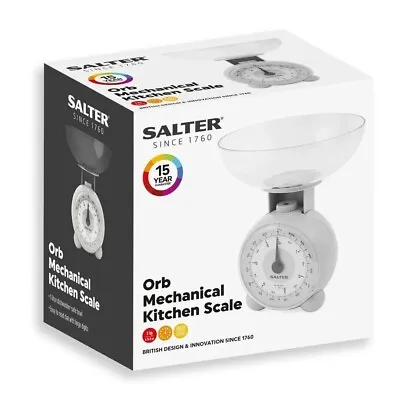 Salter Orb Mechanical Kitchen Scale With Bowl Lightweight Metric Grey - BNIB • £9.50