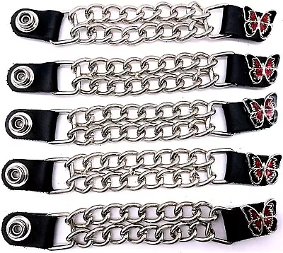 5 Red Butterfly Women's Double Motorcycle Chain Biker Vest Extenders Made In Usa • $34.99