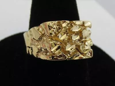 Mens 14 Kt Gold Plated Designer Nugget Style Rings 3 Styles Sizes 5-13 • $12.71