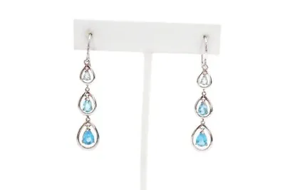 $26.99 • Buy Sterling Silver 925 Aquamarine Teardrop Dangle Earrings