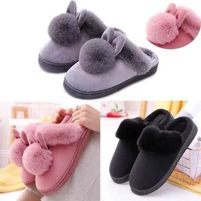 Plush Bunny Rabbit Furry Slippers Non-Slip Rabbit Ear Shoe Cotton Slippers  Men • $19.62