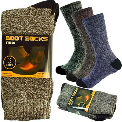 6 Pairs Mens Winter Thermal Cushioned Heavy Duty Cotton Work Boots Socks 9-13 • $11.88