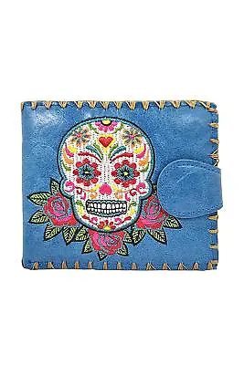 $26.95 • Buy Lavishy Rose Sugar Skull Day Of The Dead Embroidered Medium Wallet 