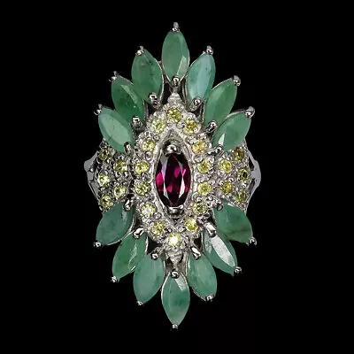 Marquise Rhodolite Emerald Sapphire Gemstone 925 Sterling Silver Jewelry Ring 8. • $5.50