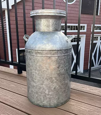 Galvanized Metal Vintage Style Milk Churn Can W/Lid 2 Feet Tall X 13in Farmhouse • $87.20