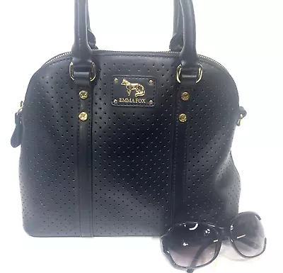 $65 • Buy EMMA FOX Perforated Black Leather Satchel 