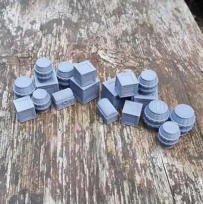 CRATES & BARRELS D&D AND WARGAMING SCATTER TERRAIN/SCENERY 28mm Scale • £4.49