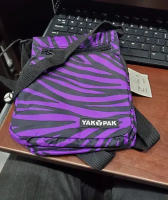 YAK PAK Zebra Purple NWT Small 6x8” RARE Shoulder NWT Bag Travel Crossbody Adj • $22.24