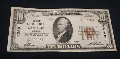 1929 $10 National Currency Charter 4259 Cameron Mo - Ultra Rare!!! • $999.99