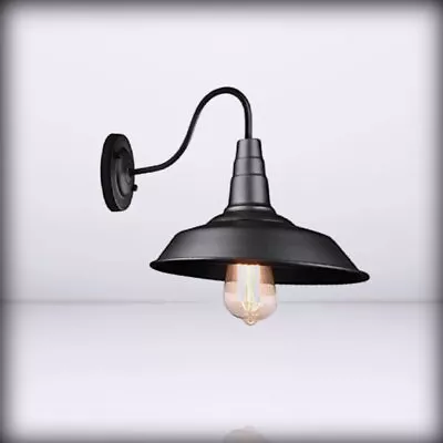 Vintage Wall * Sconce Black Antique Industrial Wall Light Gooseneck Barn Wa NA 0 • $20.55