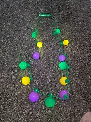 Mardi Gras Flashing Retro Jumbo Large Bulb Necklace Light Up LED Beads • $14