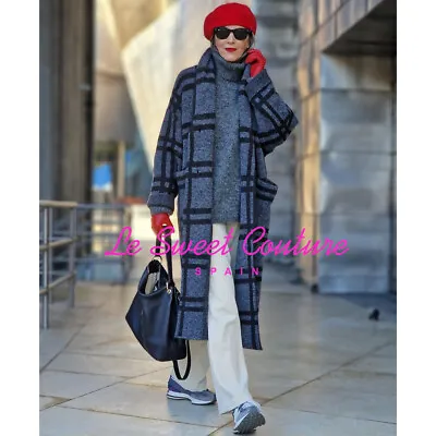 Zara Woman Nwt Fw23 Gray Plaid Knit Jacquard Coat All Sizes 2756/110 • $108
