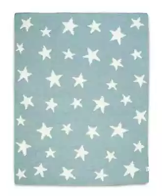 New Mamas & Papas Super Soft White Stars Printed Cosy Blue Chenille Blanket • £11.99