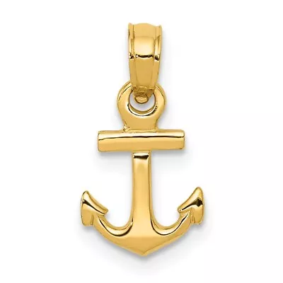 Real 14kt Yellow Gold Mini Anchor Pendant • $86.83