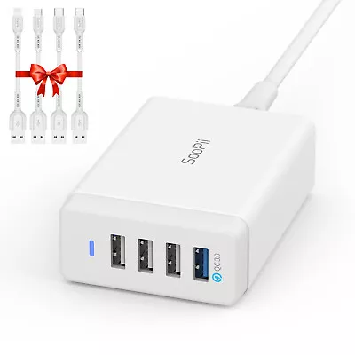 SOOPII 40W 4 Port USB Charger Station With One Port QC 3.0 For Multiple Devices • $15.99