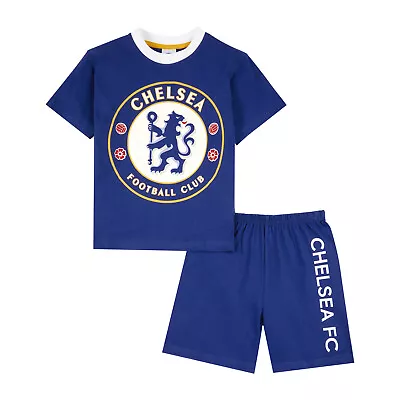 Chelsea F.C. Boys Pyjamas CFC T-Shirt And Shorts PJs Set Official Merchandise • £11.95