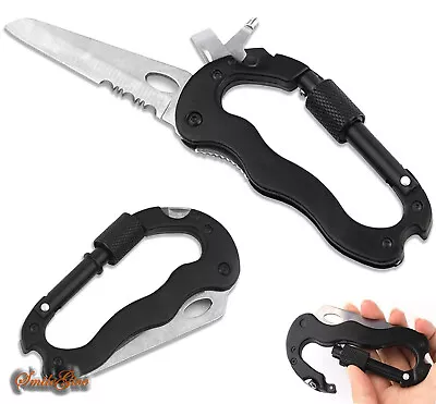 Survival Camping EDC Gear Multi-Tool Carabiner Keychain Key Holder Screwdriver • $10.43