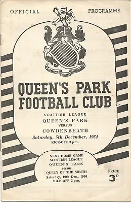 1964/65 Prog QUEEN'S PARK V COWDENBEATH (Div 2)    • £0.99