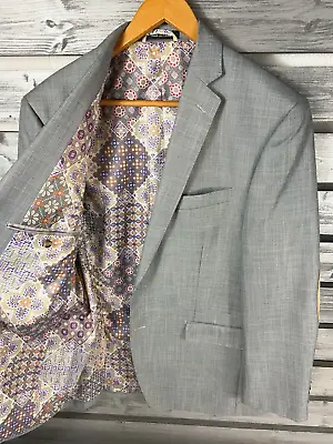 NICE Van Heusen Paisley Lined Gray Blazer Jacket Mens 42R Elbow Patch • $13.39