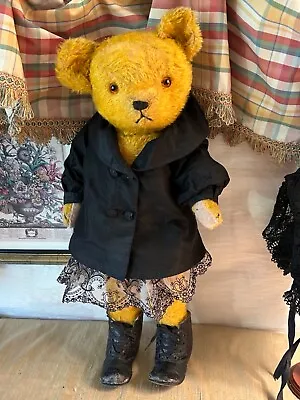 21” ANTIQUE 1920s AMERICAN MOHAIR TEDDY BEAR WORKING GROWLING ANTIQUE CLOTHES • $185