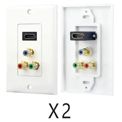 2 Pack HDMI + Component Video Media Wall Plate 3-RCA RGB Outlet Jack HDTV White • $11.35