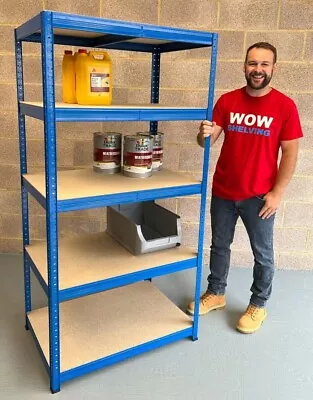 5 Tier Heavy Duty Boltless Metal Racking Shelving Storage Garage Workshop Shelf • £45