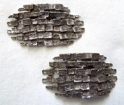 MUSI SHOE CLIPS *Brutalist / MCM*Antiqued Silver Tone* Textured Basket FREE SHIP • $19.75