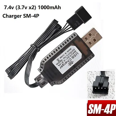 7.4v SM-2P/SM-3P/SM-4P Lithium Battery USB Charger 23.6inch Charging Cable • £7.55