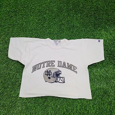 Vintage Champion Notre-Dame Football Midriff Shirt S 18x16 (M) Crop 80s Helmet • $31.96