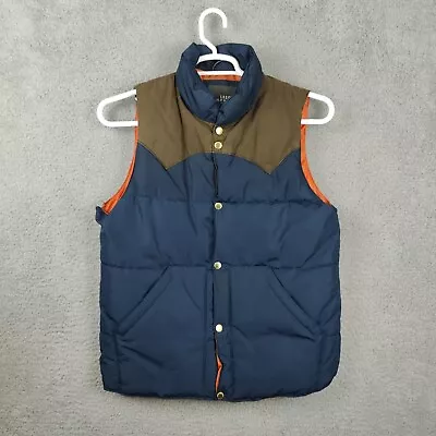 H&M Puffer Vest  Mens Small Blue Brown Button Up  Logg Label Of Graded Goods • $10.19