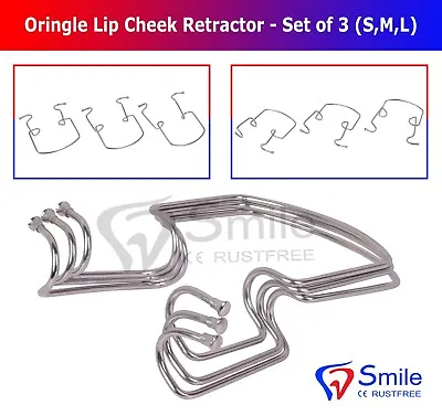 3x Oringer Lip Cheek Retractor Set ORINGGER Autoclavable Dental Photography SML • £13.51