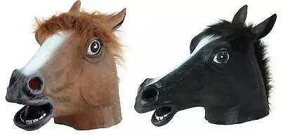 Adults Latex Horse Over Head Latex Mask Equestran Fancy Dress Costume Accessory • £17.95