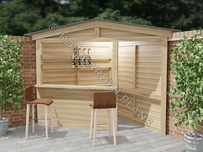 £9.99 • Buy Woodwork Plans For Corner Garden Bar 2.1x2.1m BBQ (Plans Only By Email)