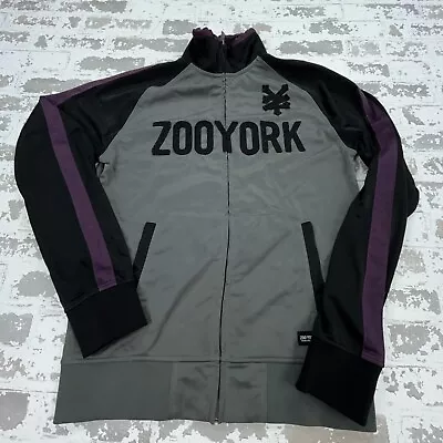Zoo York Jacket Men Medium Gray Black Sweatshirt Track Suit Skater Warm Up Poly • $19.91