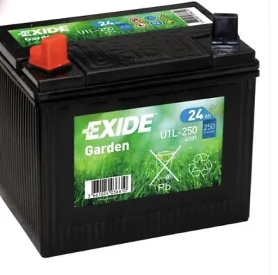 EXIDE U1L-250 (4901) 896 12V 24AH Garden BATTERY For Ride On Lawn Mower Tractor • £51.99