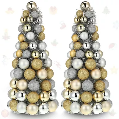 Meooeck 2 Pcs Christmas Ball Tree 16 Inch Fireplace Table Decoration Xmas Hol... • $102.48