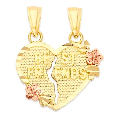 Solid Gold Best Friends Separating Heart Pendant 10k Or 14k Frienship Jewelry • $143.99