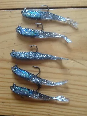 Sea Fishing Lures Soft Jelly Silver Fleck Weighted Sandeels On A #1 Mustad Hook • £5.35