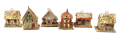 Vintage Putz Christmas Houses Village Lot Mica Glitter Ornaments Czech Antique • $92