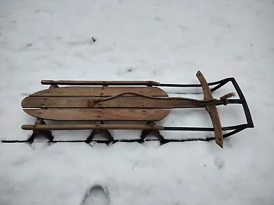 Vintage 1950's  Lightning Guider  Long Snow Sled - Wood & Metal • $129