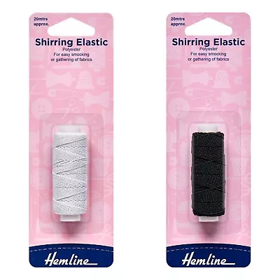 Shirring Elastic Hemline Black Or White 20mtrs. Reels • £1.45