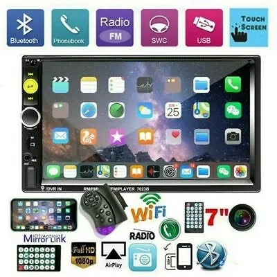 7'' Double Din Car Stereo Bluetooth Head Unit Android Apple CarPlay Touch Radio • $48.90