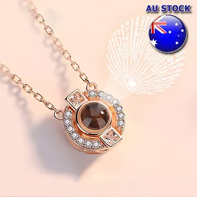 Delicate18K Gold Plated CZ I Love You In 100 Languages Light Projection Necklace • $9.97