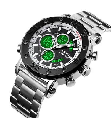 SKMEI Mens Wristwatch Waterproof Military Analogue Digital Watches Chronograph • £16.99