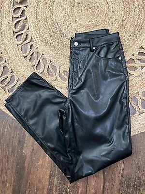 H & M Divided High Rise Faux Leather Pants Black Size 10 • $38.99